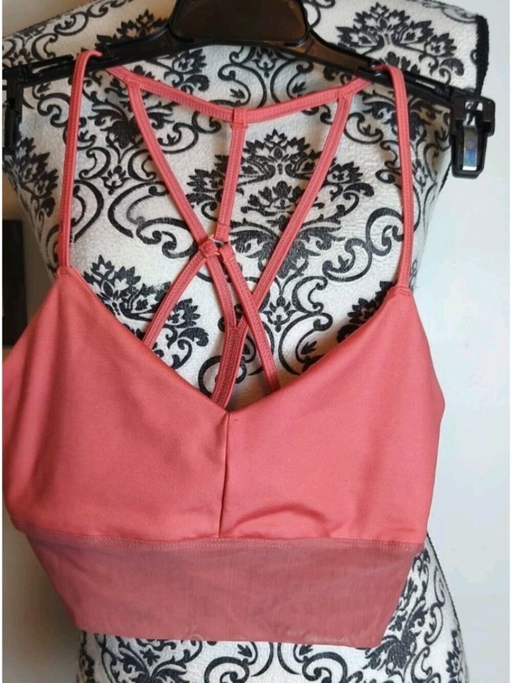 Alo Yoga Strappy Bralette Sports Bra XS Coral Rust Criss Cross Back Crop Top